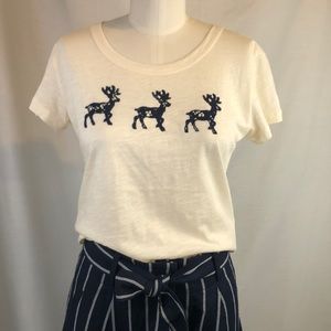 J CREW  Lace Reindeer T Shirt Size s